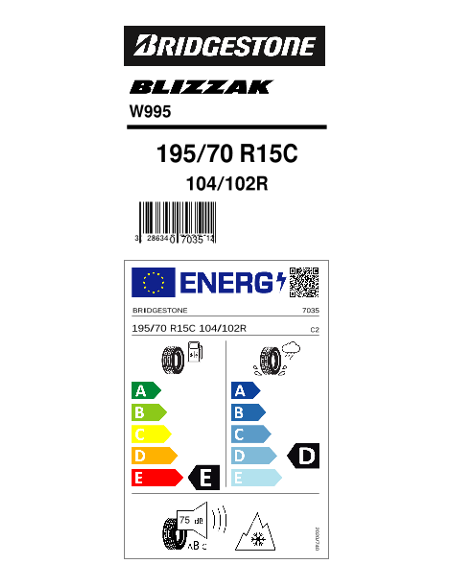 195/70 R15C 104/102 R Bridgestone Blizzak W995 Multicell 3pmsf M+s (tl)